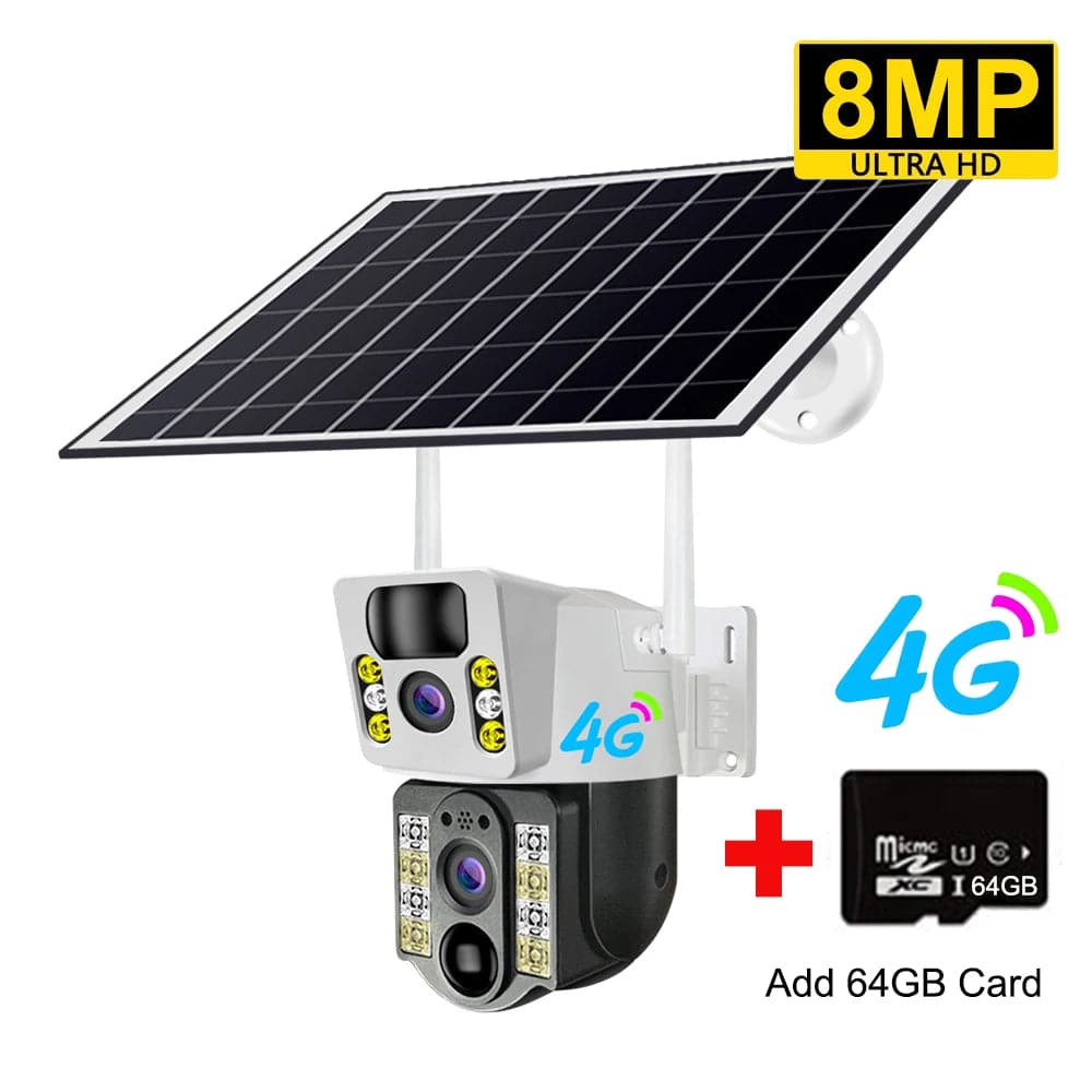 4K Outdoor Dual Lens Solar Camera (4G Sim/Wifi) - Suez Tech Port