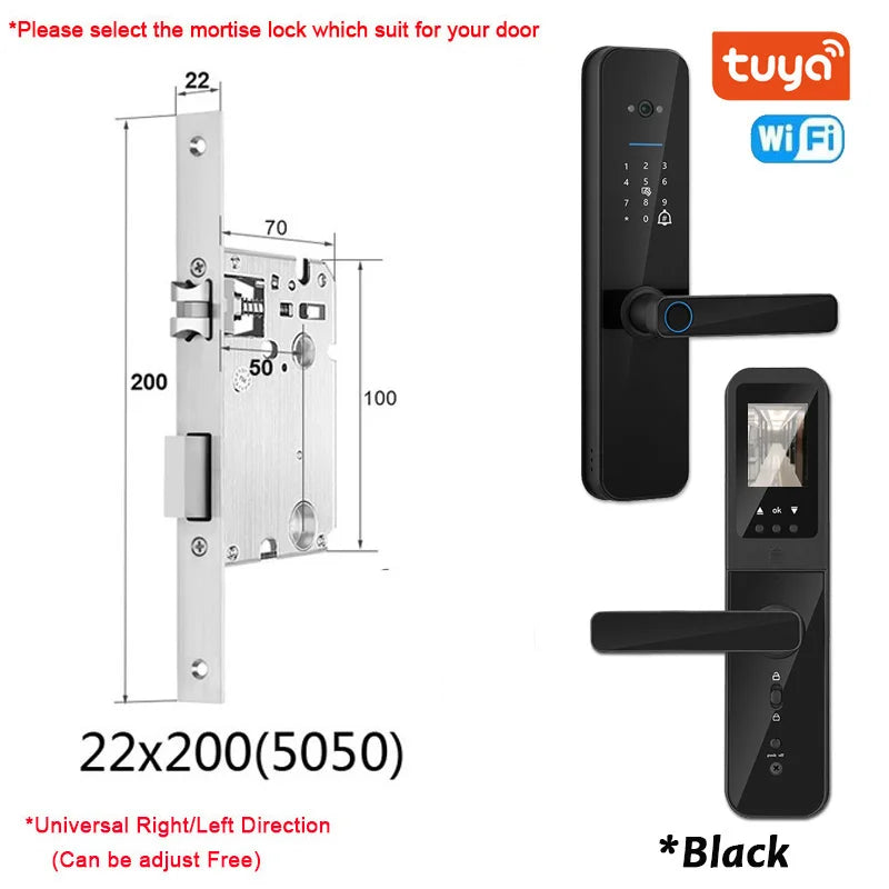 Tuya Smart Door Lock With Biometric Camera,Fingerprint,Smart Card andPassword Key Unlock - Suez Tech Port