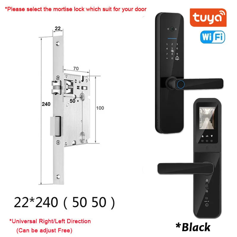 Tuya Smart Door Lock With Biometric Camera,Fingerprint,Smart Card andPassword Key Unlock - Suez Tech Port