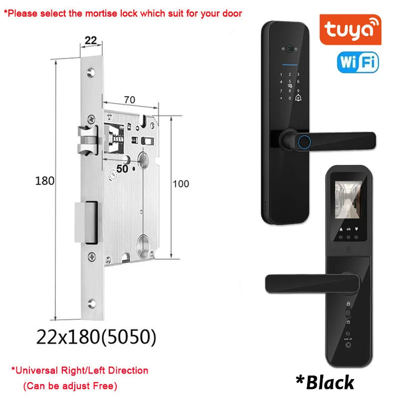 Tuya Smart Door Lock With Biometric Camera,Fingerprint,Smart Card andPassword Key Unlock - Suez Tech Port