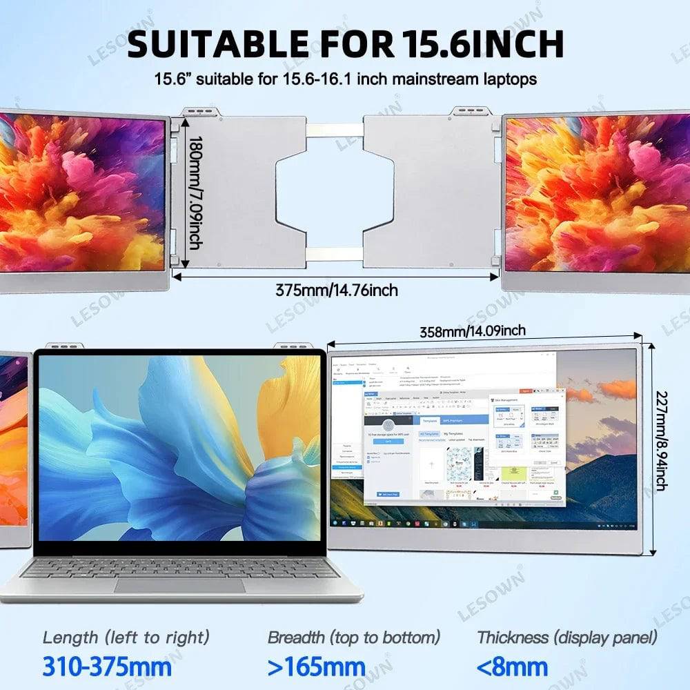 LESOWN 15.6 inch Portable Dual Monitor - Suez Tech Port