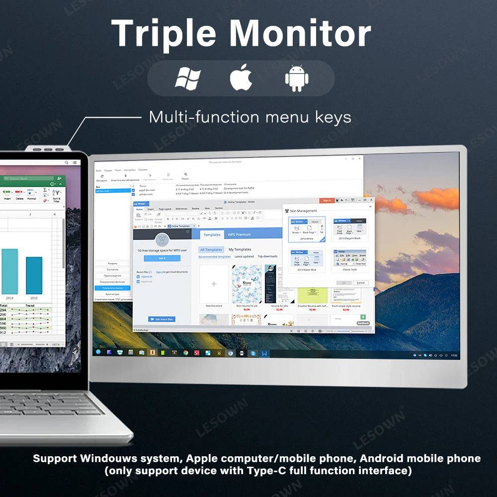 LESOWN 15.6 inch Portable Dual Monitor - Suez Tech Port