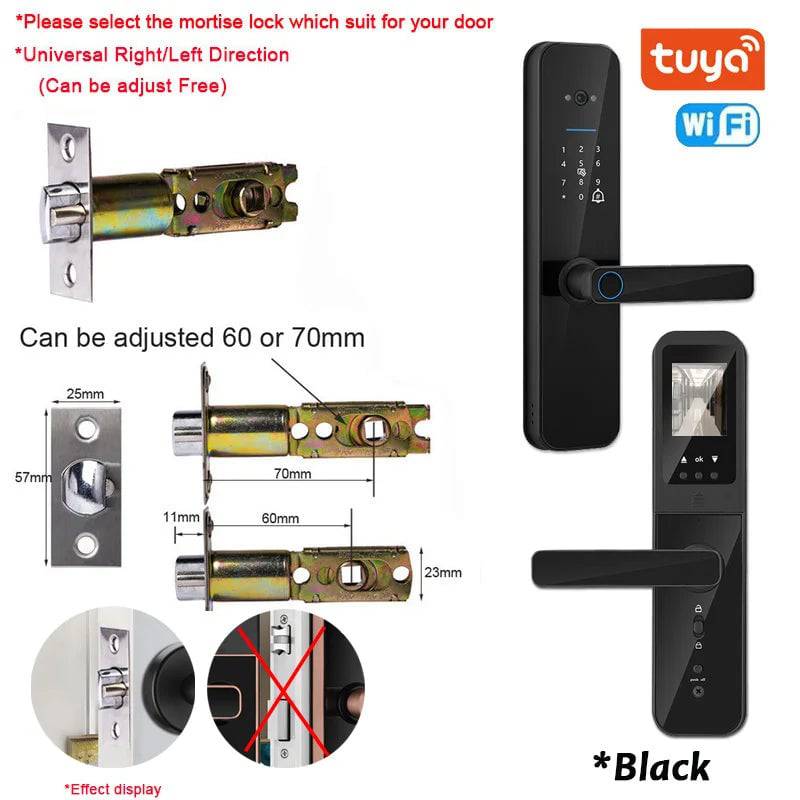 Tuya Smart Door Lock With Biometric Camera,Fingerprint,Smart Card andPassword Key Unlock - Suez Tech Port