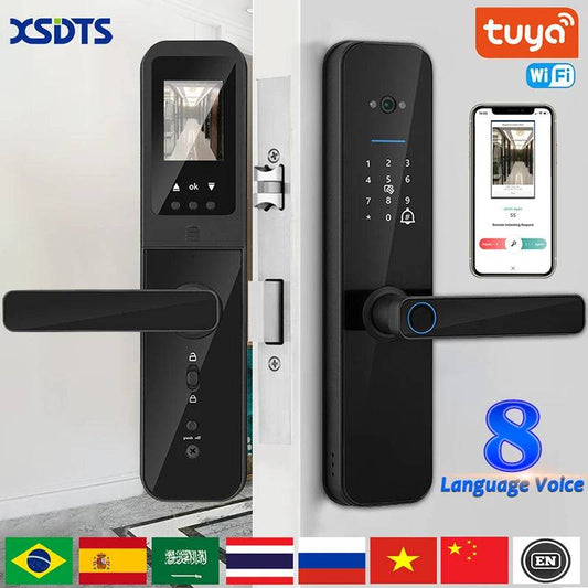 Tuya Smart Door Lock With Biometric Camera,Fingerprint,Smart Card andPassword Key Unlock - Suez Tech Port