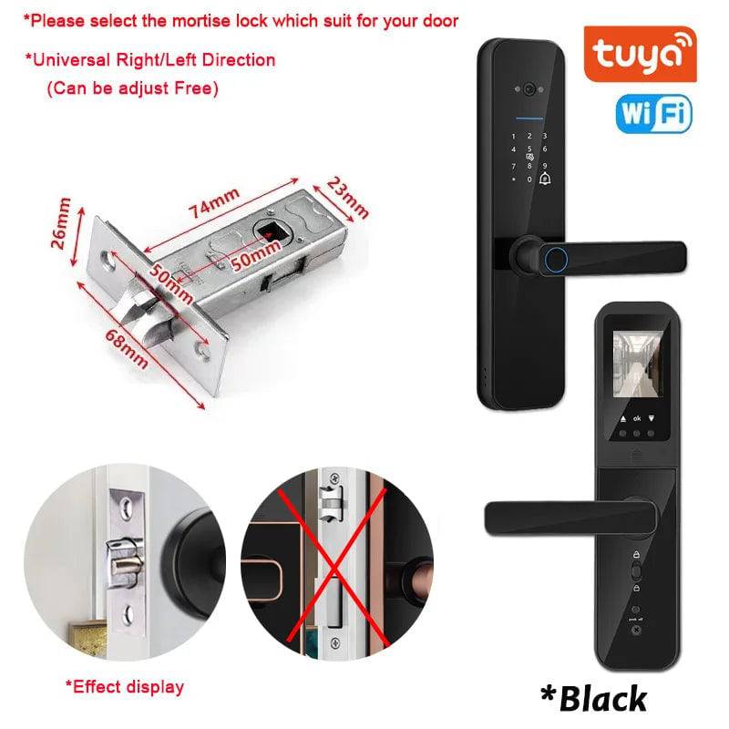 Tuya Smart Door Lock With Biometric Camera,Fingerprint,Smart Card andPassword Key Unlock - Suez Tech Port