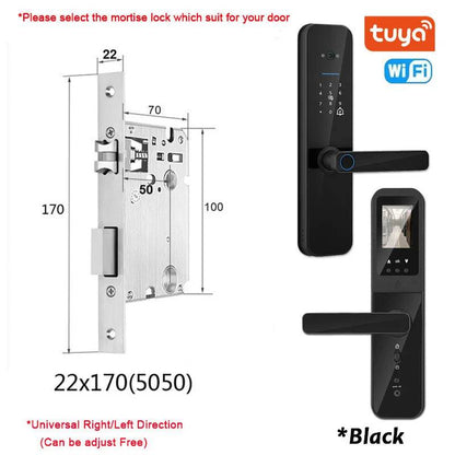 Tuya Smart Door Lock With Biometric Camera,Fingerprint,Smart Card andPassword Key Unlock - Suez Tech Port