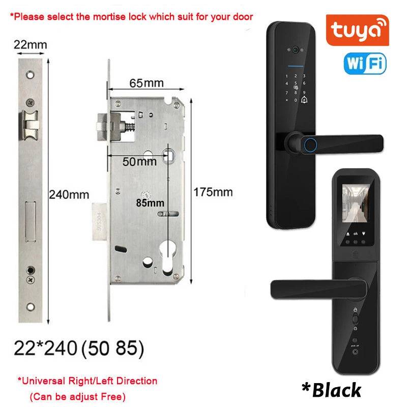 Tuya Smart Door Lock With Biometric Camera,Fingerprint,Smart Card andPassword Key Unlock - Suez Tech Port