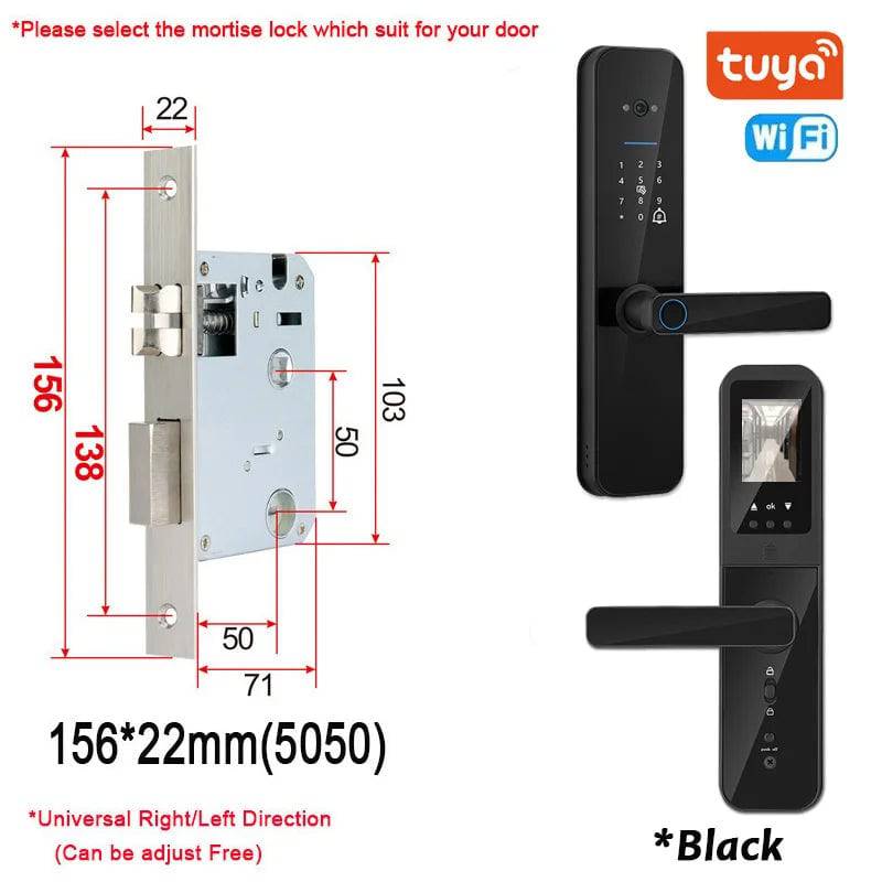 Tuya Smart Door Lock With Biometric Camera,Fingerprint,Smart Card andPassword Key Unlock - Suez Tech Port