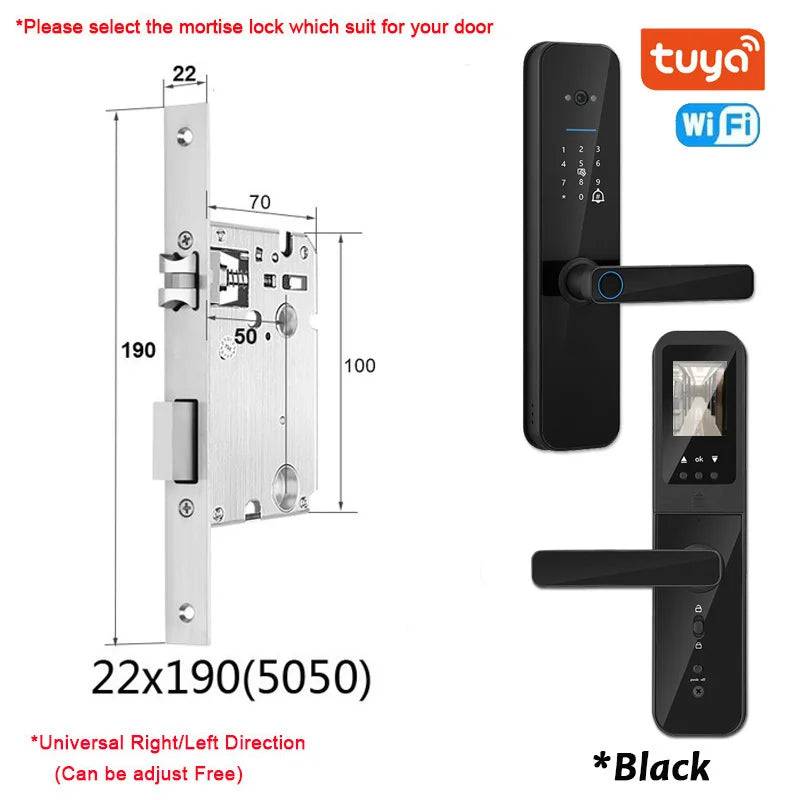 Tuya Smart Door Lock With Biometric Camera,Fingerprint,Smart Card andPassword Key Unlock - Suez Tech Port