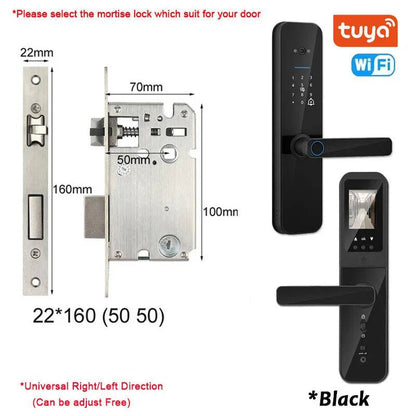 Tuya Smart Door Lock With Biometric Camera,Fingerprint,Smart Card andPassword Key Unlock - Suez Tech Port