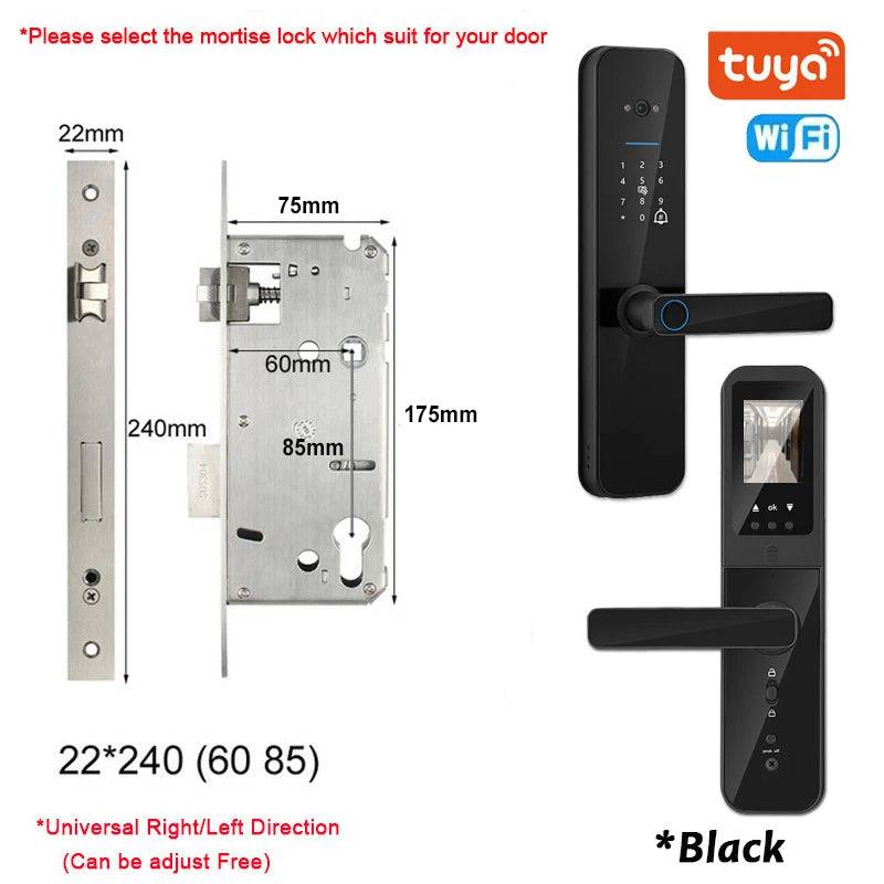 Tuya Smart Door Lock With Biometric Camera,Fingerprint,Smart Card andPassword Key Unlock - Suez Tech Port