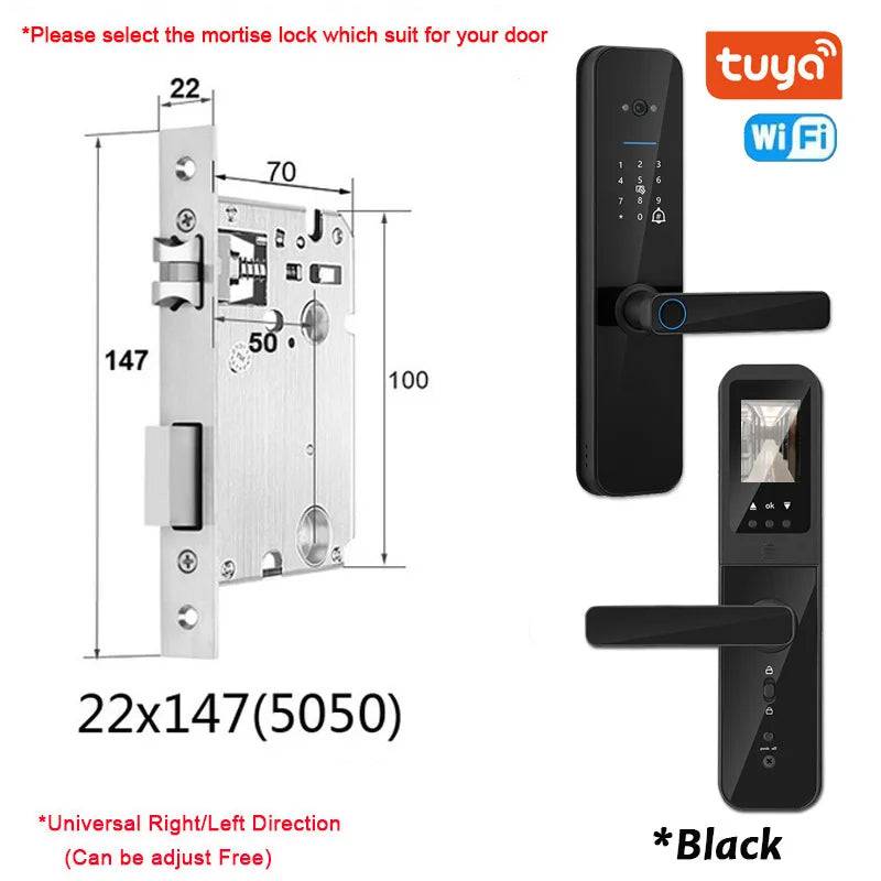 Tuya Smart Door Lock With Biometric Camera,Fingerprint,Smart Card andPassword Key Unlock - Suez Tech Port