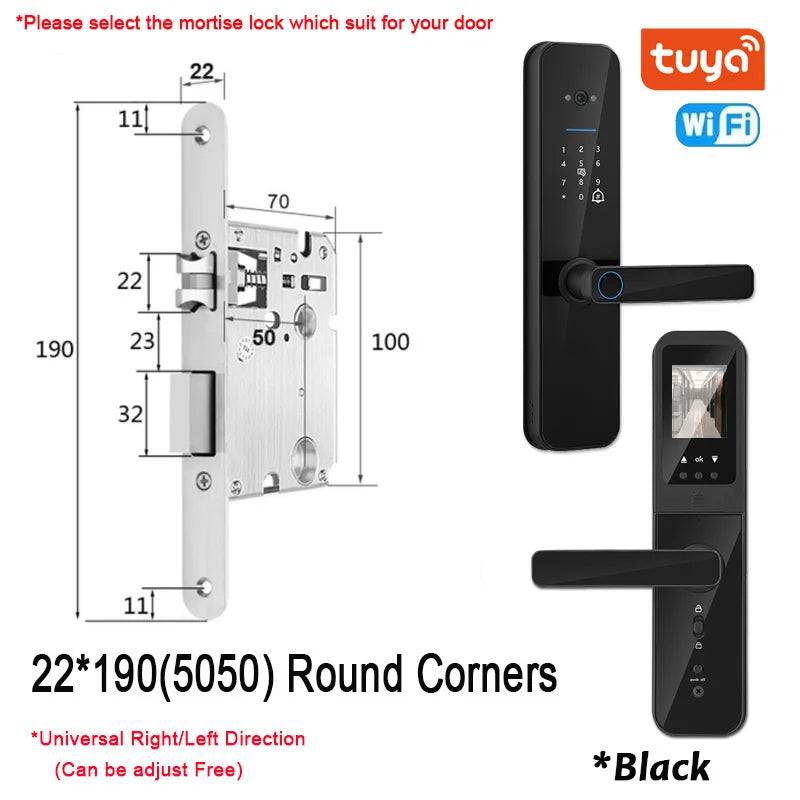 Tuya Smart Door Lock With Biometric Camera,Fingerprint,Smart Card andPassword Key Unlock - Suez Tech Port