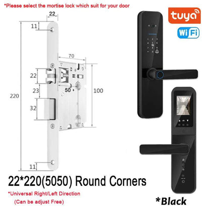 Tuya Smart Door Lock With Biometric Camera,Fingerprint,Smart Card andPassword Key Unlock - Suez Tech Port