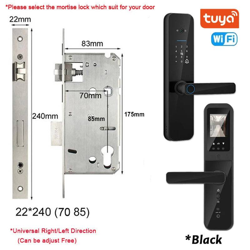 Tuya Smart Door Lock With Biometric Camera,Fingerprint,Smart Card andPassword Key Unlock - Suez Tech Port