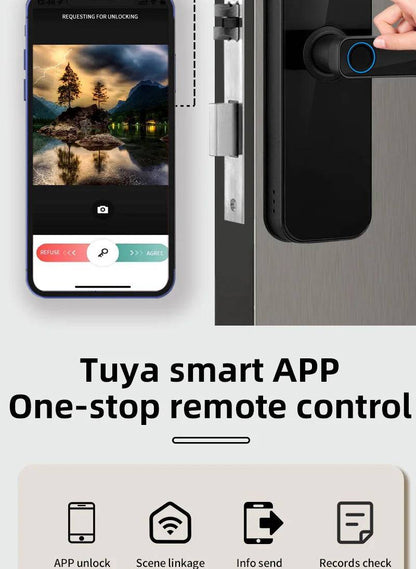 Tuya Smart Door Lock With Biometric Camera,Fingerprint,Smart Card andPassword Key Unlock - Suez Tech Port