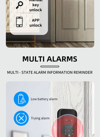 Tuya Smart Door Lock With Biometric Camera,Fingerprint,Smart Card andPassword Key Unlock - Suez Tech Port