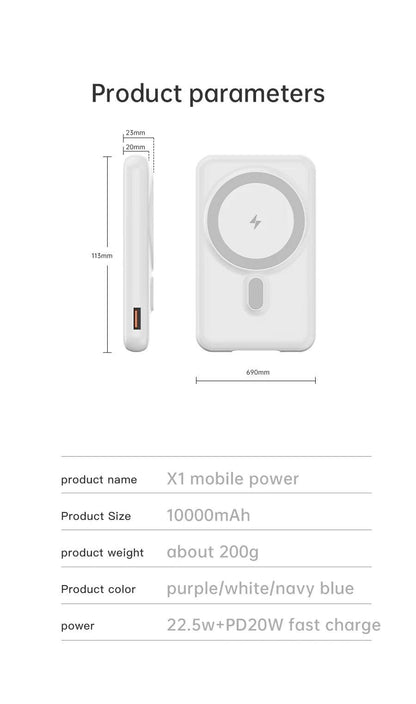 10000 mAh Portable Magsafe Power Bank with Cable and Stand - Suez Tech Port