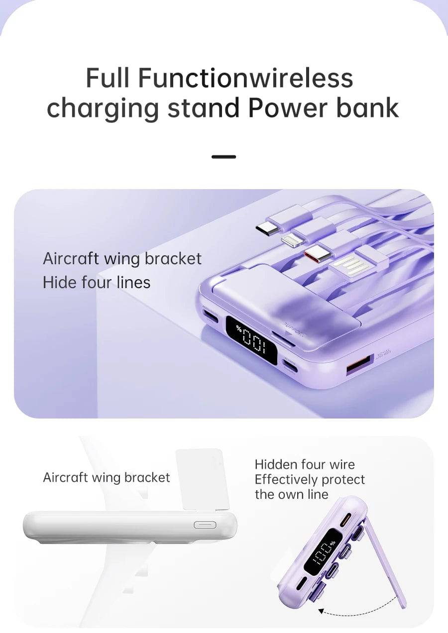 10000 mAh Portable Magsafe Power Bank with Cable and Stand - Suez Tech Port