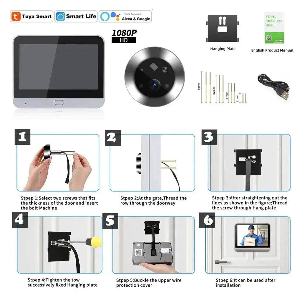 Tuya Wide Angle Doorbell Camera with Peephole Camera - Suez Tech Port