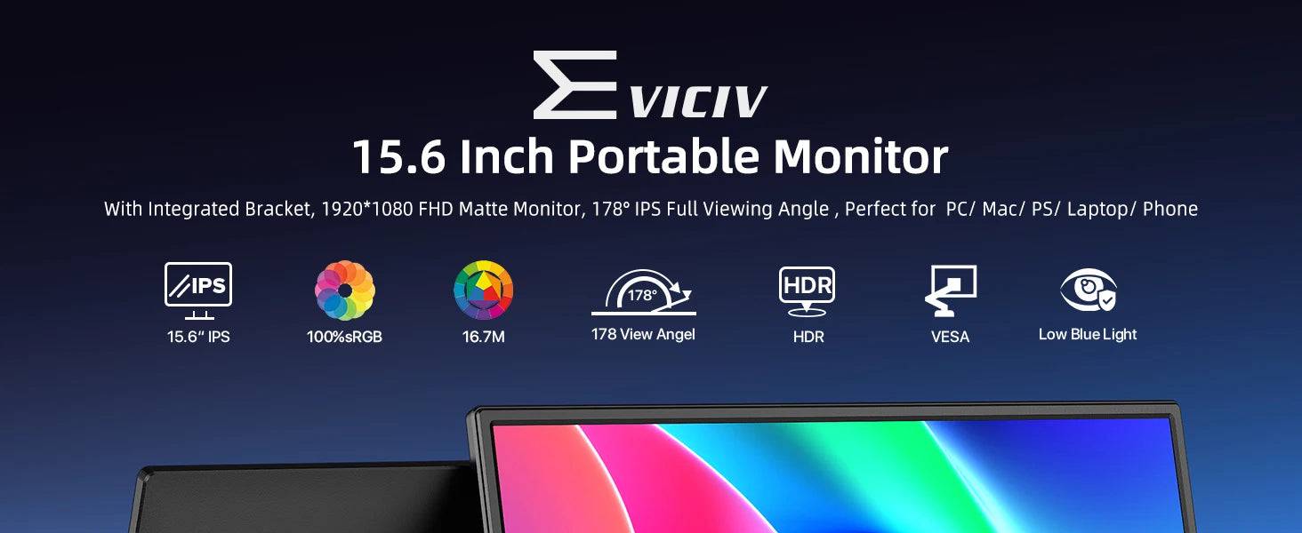 EVICIV 15.6" 1080P FHD Portable Monitor - Suez Tech Port