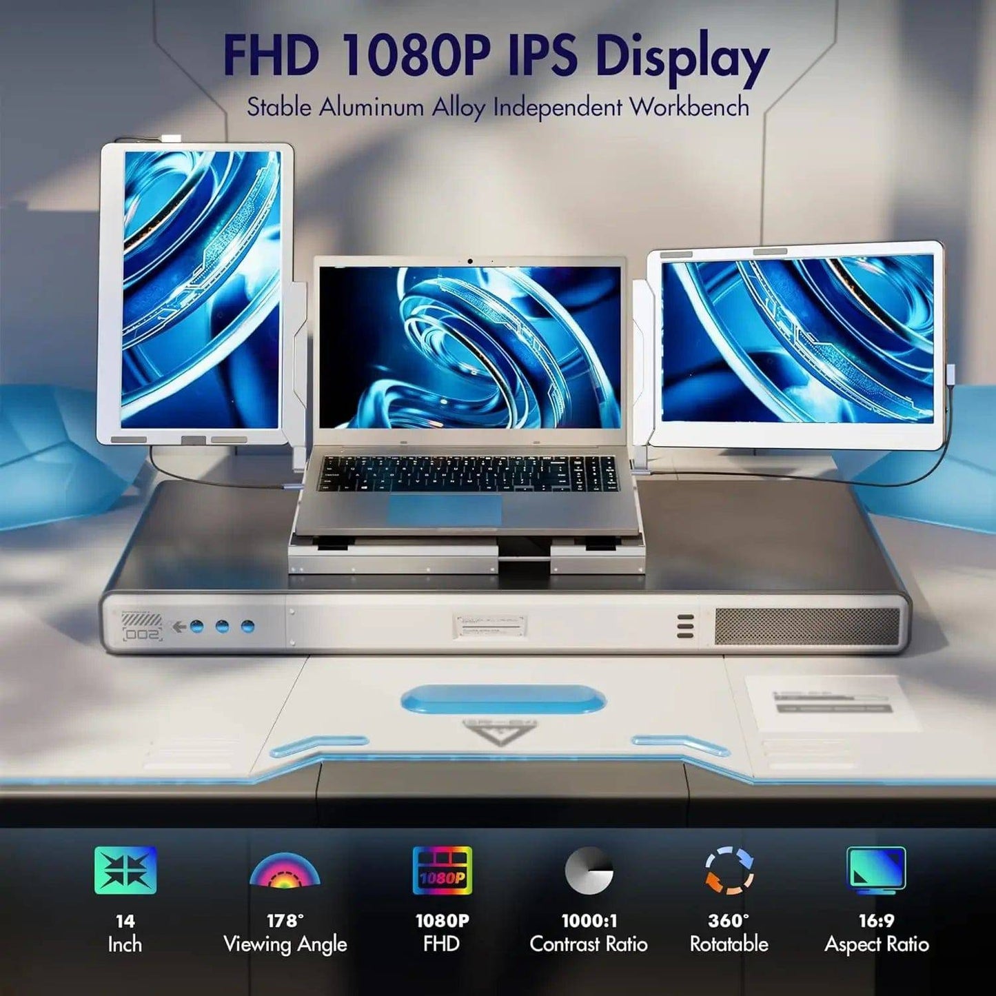 14" FHD 1080P IPS Triple Laptop Screen Extender FHD 1080P IPS  Monitor - Suez Tech Port