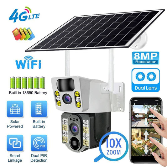 4K Outdoor Dual Lens Solar Camera (4G Sim/Wifi) - Suez Tech Port